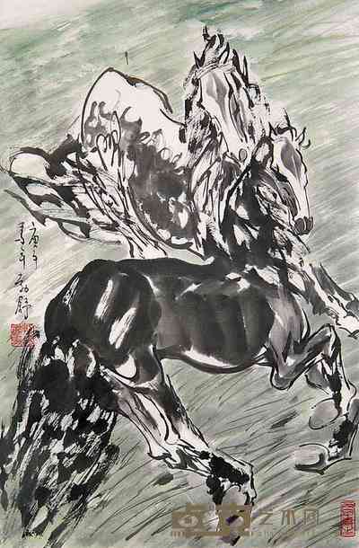 刘伯舒 马 立轴 69×45cm